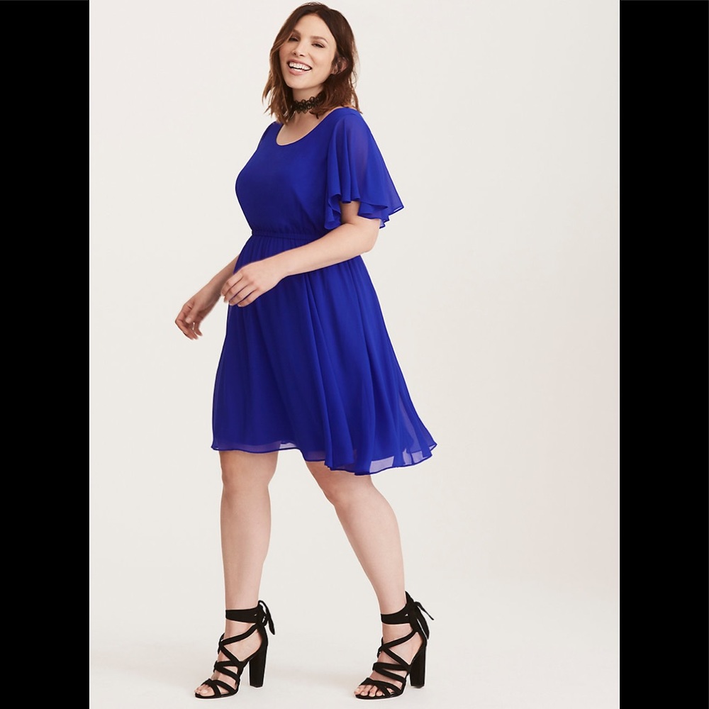 Torrid Cobalt Blue Chiffon Skater Dress 3X